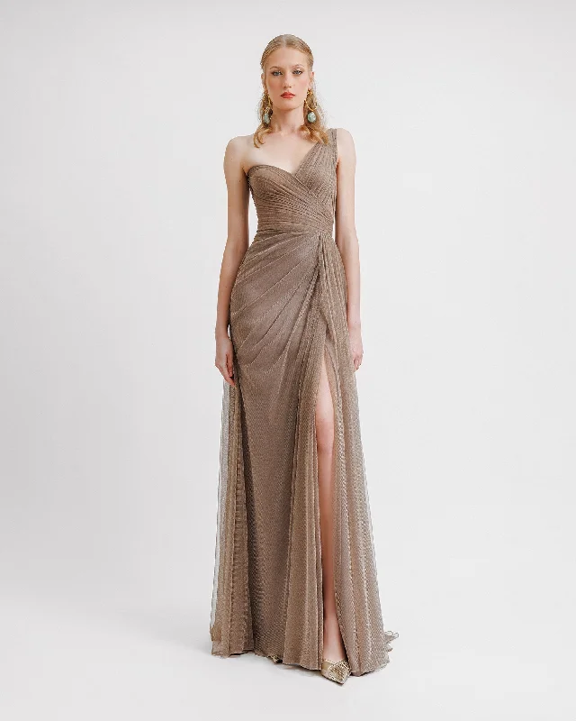 One-shoulder Draped Dress