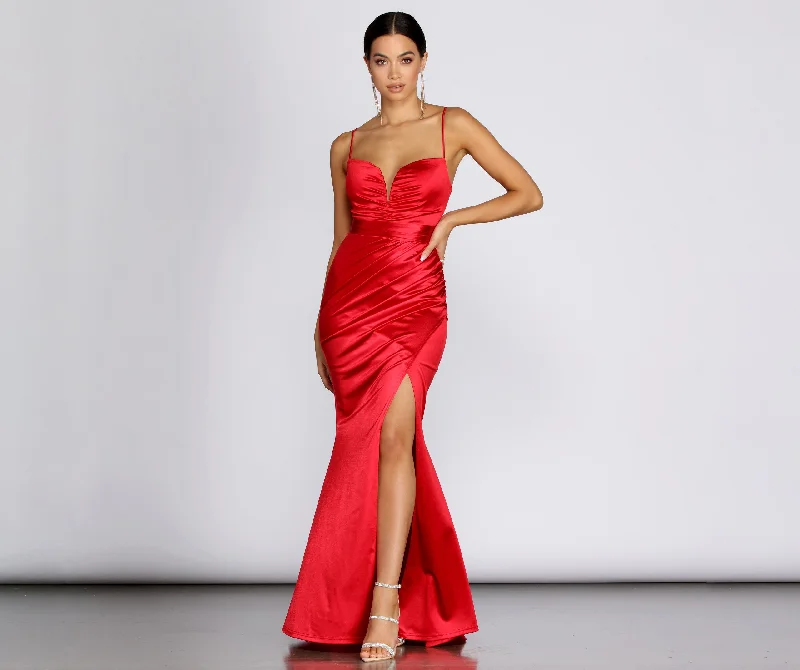 Jessica Satin Lace Up Gown