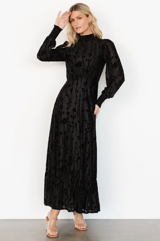 Penelope Velvet Maxi Dress | Black