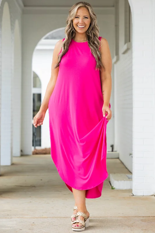 Simple Truths Midi Dress, Fuchsia