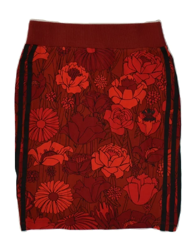 ADIDAS Womens Mini Skirt UK 6 XS W24 Red Floral Cotton