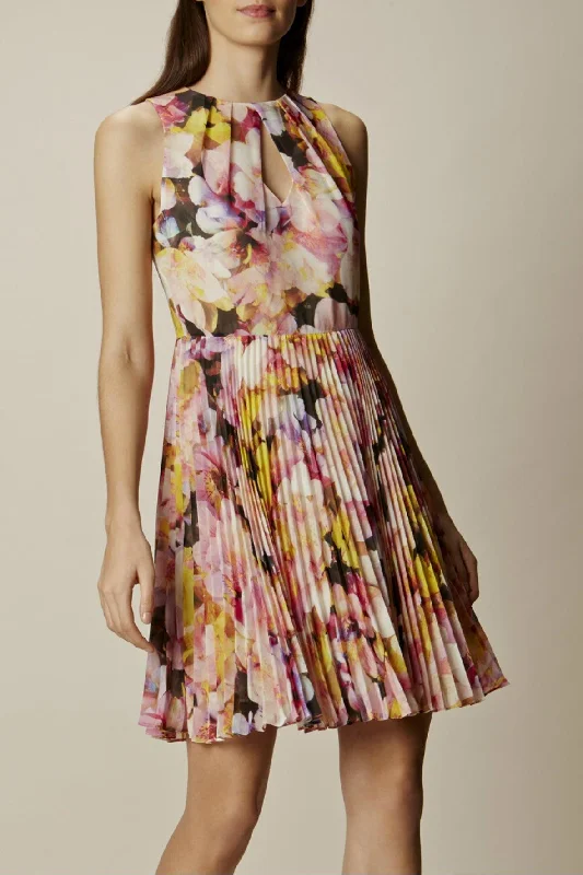 Pleated Floral Dress