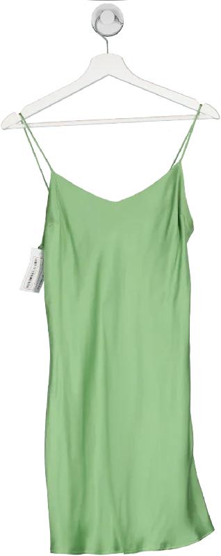 Asceno Green The Lyon Washed-silk Mini Slip Dress UK S