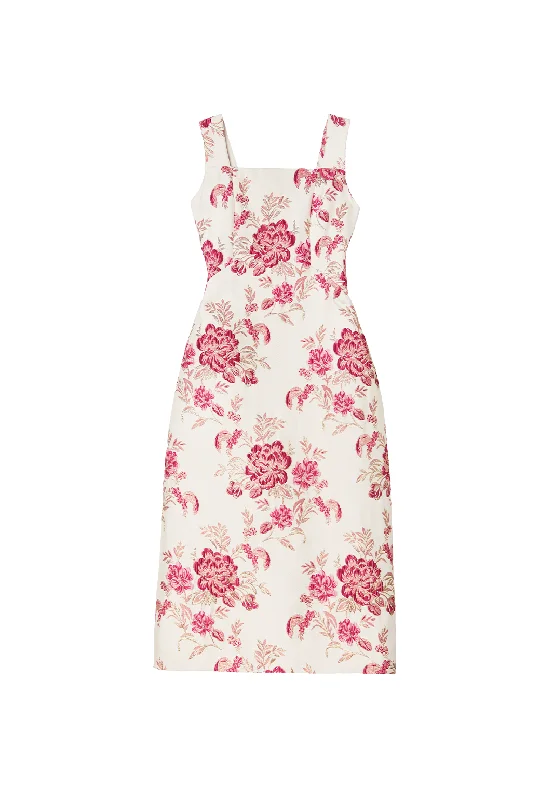 Bow Gown - Ivory & Magenta Brocade