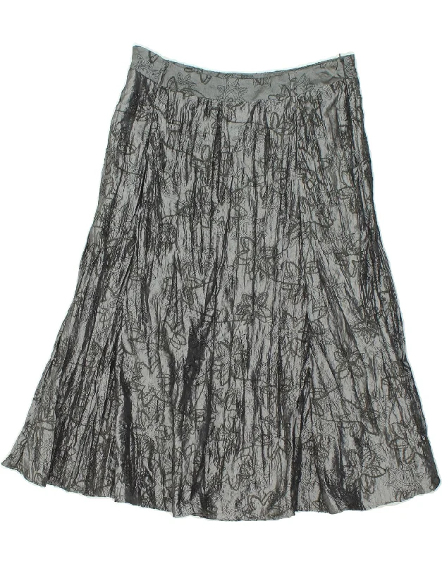 CANDA Womens A-Line Skirt IT 46 Large W32 Grey Floral Polyester