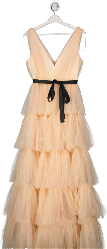 Coast Pink Tulle Tie Waist Maxi Dress UK 8