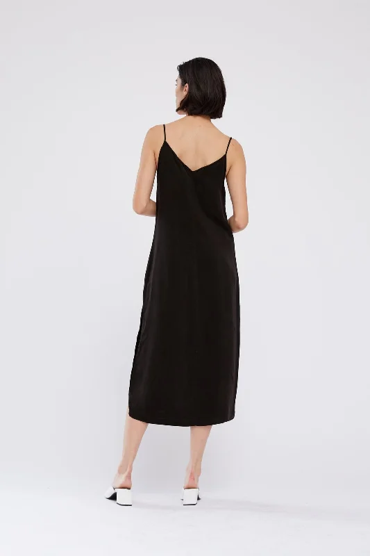 Cupro Slip Dress - Black