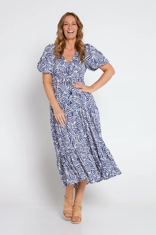 Ellie Midi Dress - Blue Print