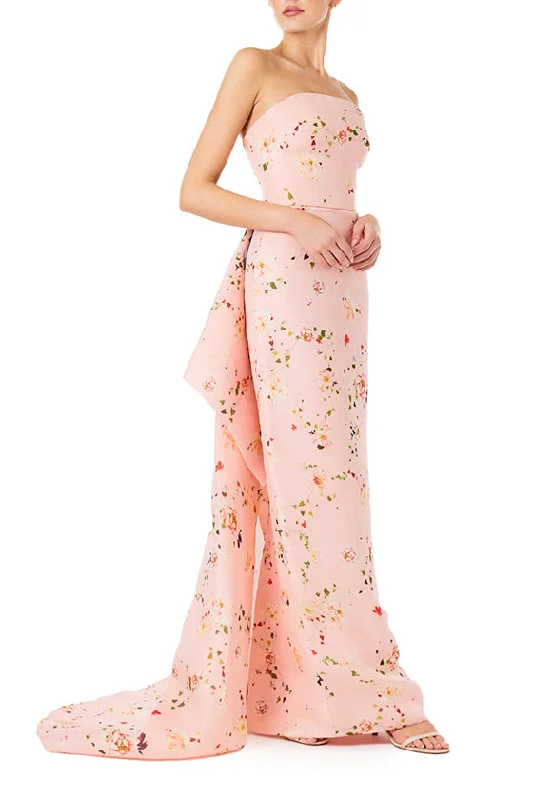 Floral Strapless Column Gown