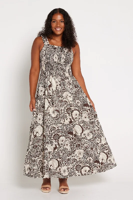 Freddie Dress - Mocha Paisley