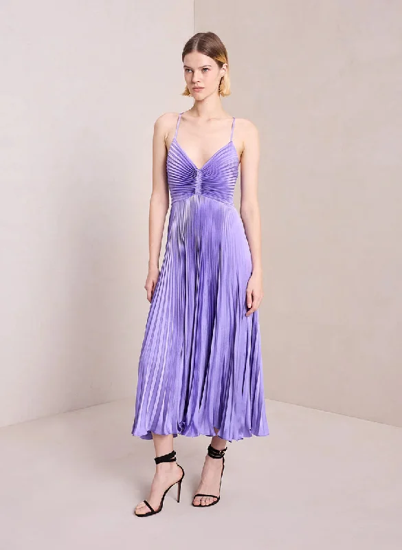 Gemini Pleated Midi Dress - Bellflower