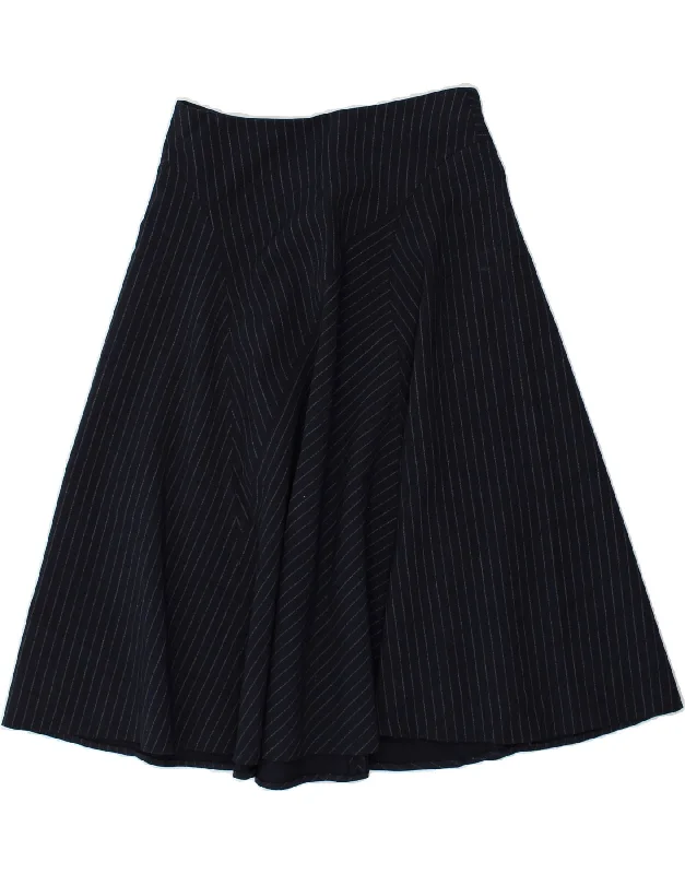 HOBBS Womens A-Line Skirt UK 10 Small W30 Navy Blue Pinstripe Polyester