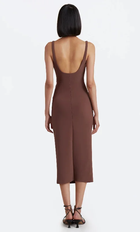 Karina Tuck Midi Dress - Chocolate