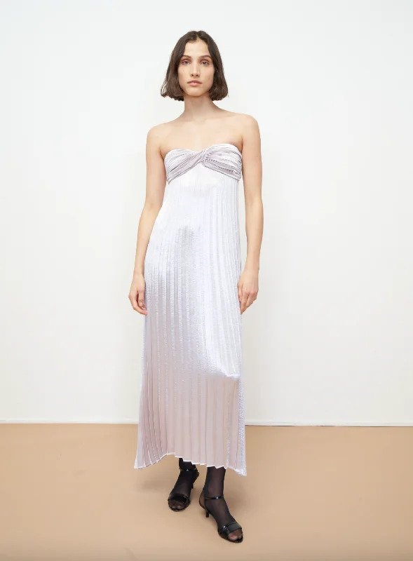 Lamé Pleated Dress - Silver