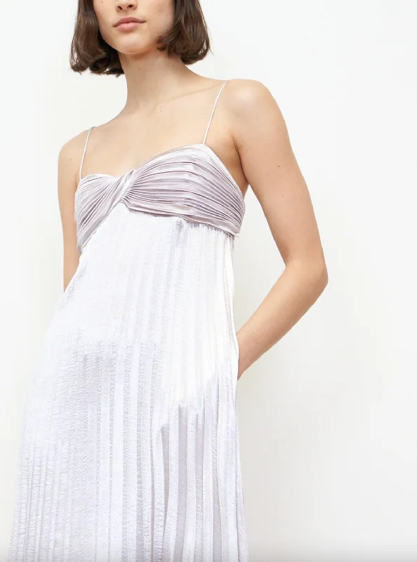 Lamé Pleated Dress - Silver