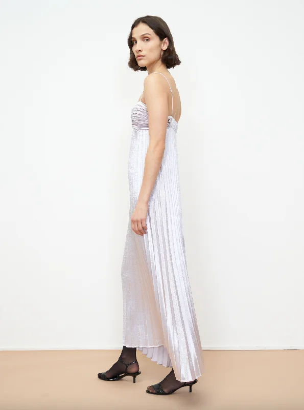 Lamé Pleated Dress - Silver