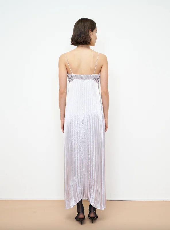 Lamé Pleated Dress - Silver