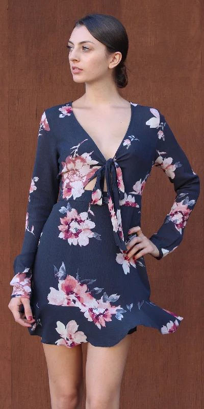 Tie Front Floral Dress