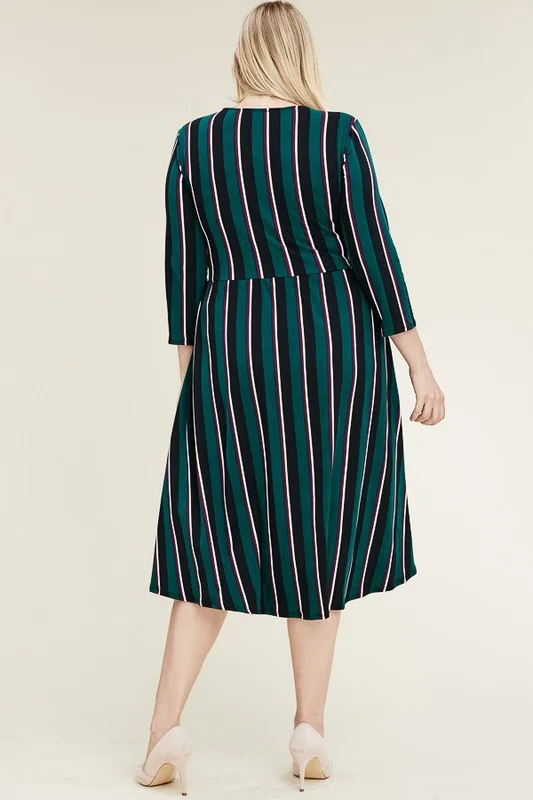 Maria Dress in Stripe Print Plus Size