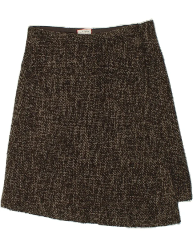 MAX & CO. Womens Asymmetric Straight Skirt UK 6 XS W28  Grey Flecked Wool