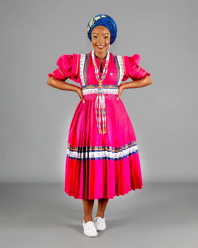 Mogoshadi Pleated Bridal Dress in Pink