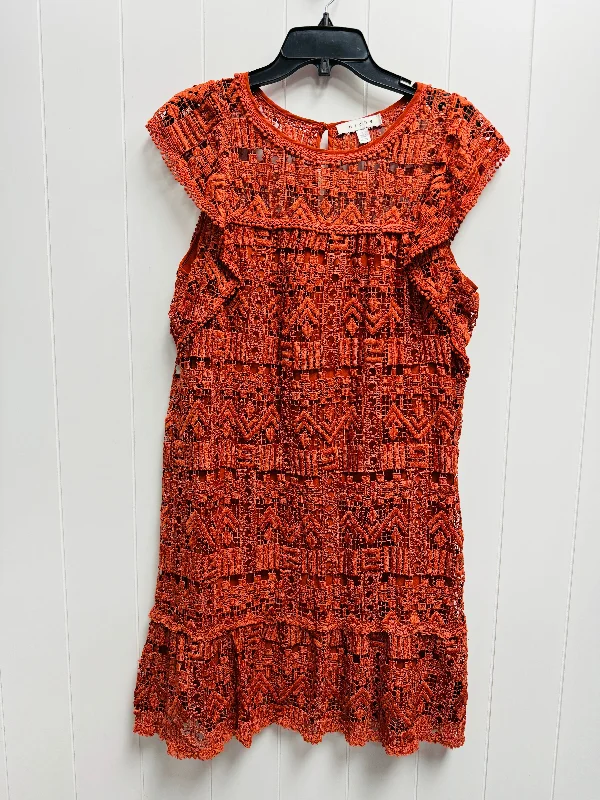 Orange Dress Casual Midi hiche, Size M