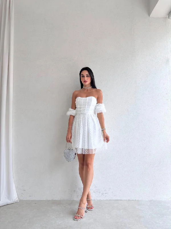 RİERA Strapless Mini RİERA Dress 3281 - white