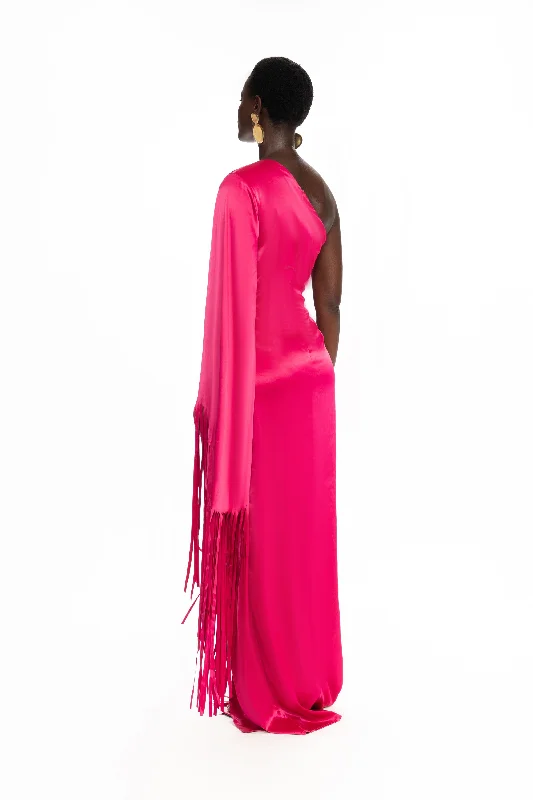 Satin Tassel Gown - Dragonfruit