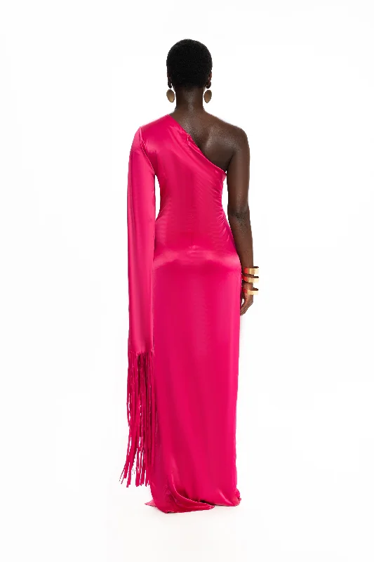 Satin Tassel Gown - Dragonfruit