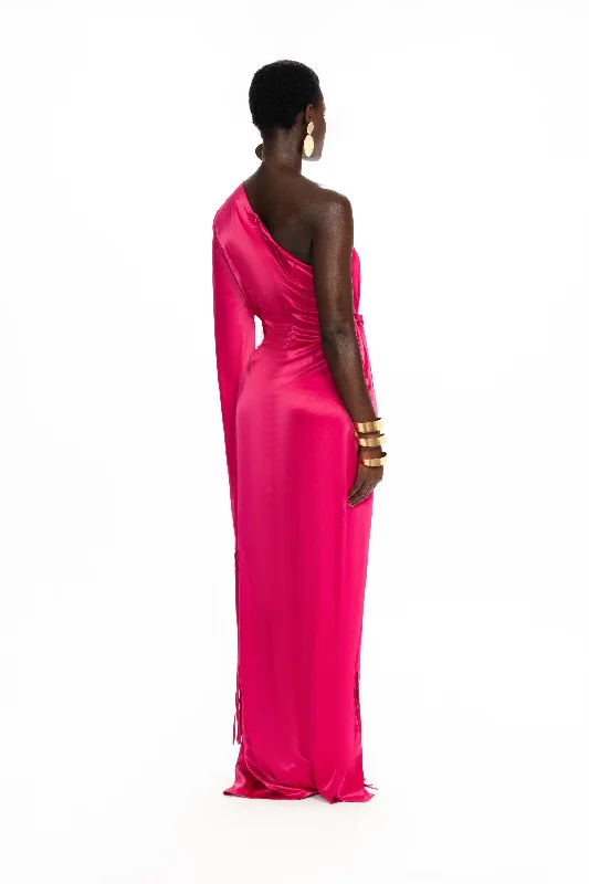 Satin Tassel Gown - Dragonfruit