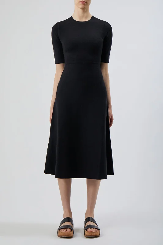 Seymore Knit Dress in Black Merino Wool Cashmere