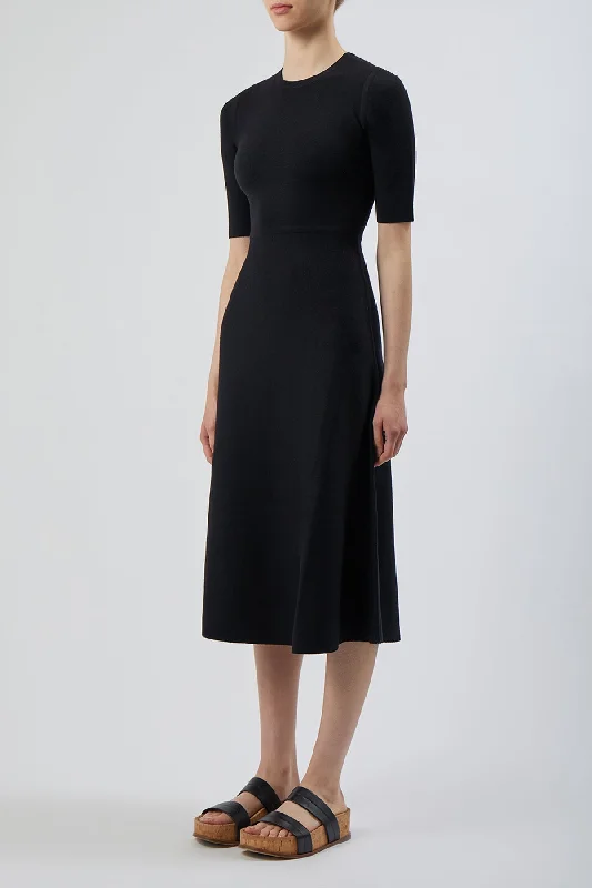 Seymore Knit Dress in Black Merino Wool Cashmere