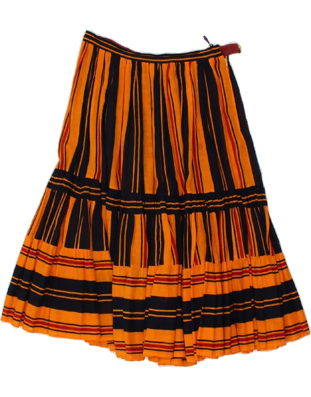 VINTAGE Womens A-Line Skirt IT 44 Medium W28 Orange Striped