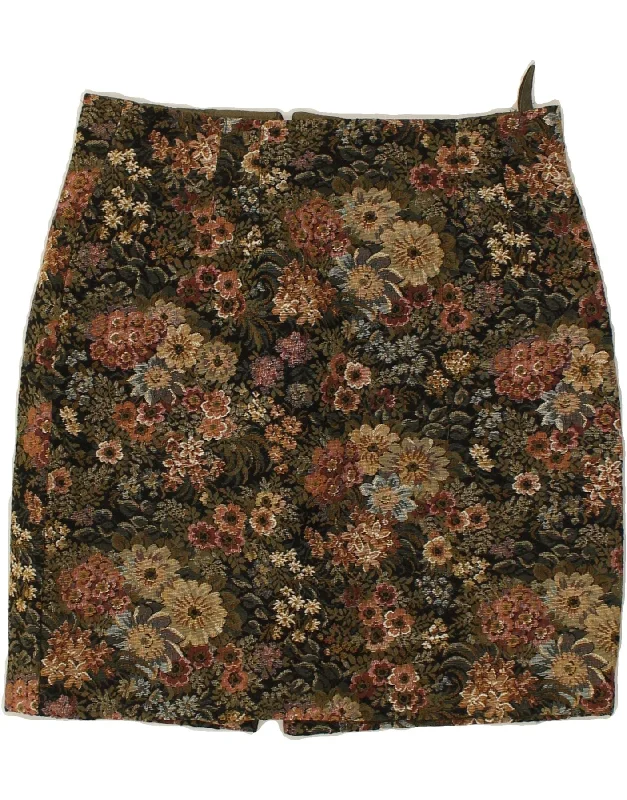 VINTAGE Womens Pencil Skirt W29 Medium Green Floral