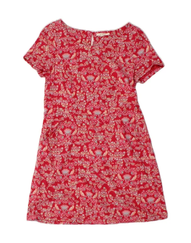 WHITE STUFF Womens Short Sleeves Basic Dress UK 10 Small Red Floral Cotton