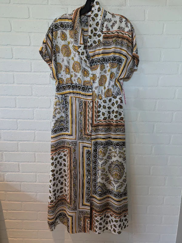 White & Yellow Dress Casual Maxi Mng, Size M