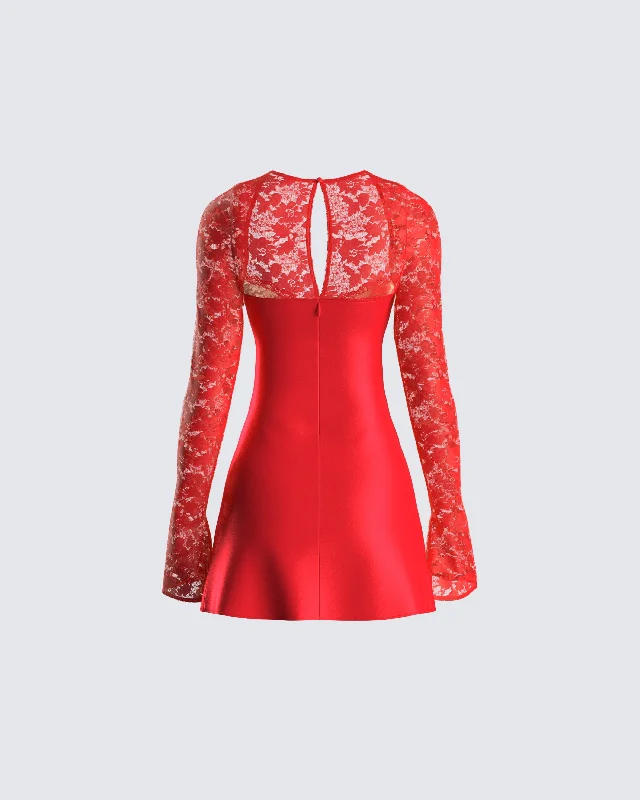 Willis Red Lace Mini Dress