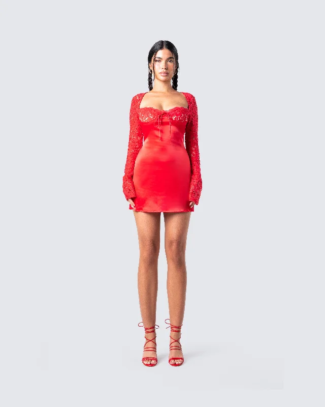 Willis Red Lace Mini Dress