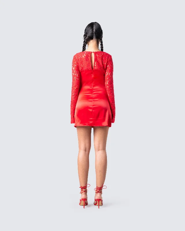 Willis Red Lace Mini Dress