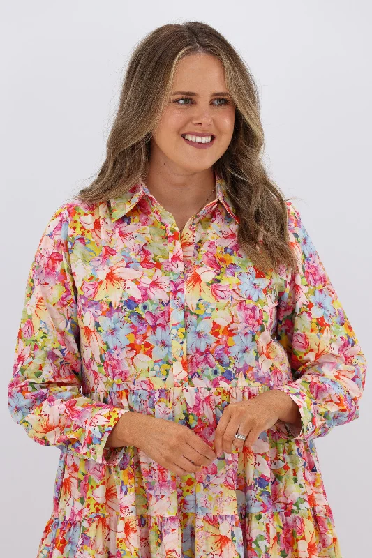 Willow & Tree Sierra Shirt Collar Floral Dress Pink