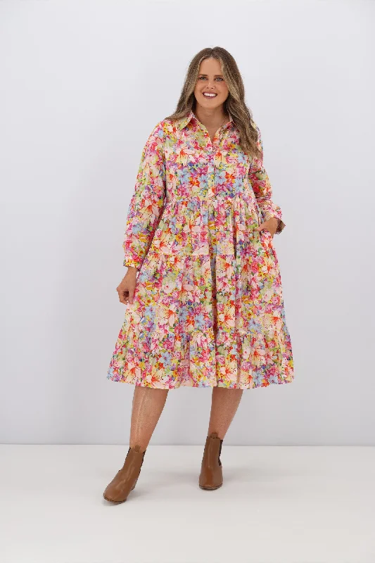 Willow & Tree Sierra Shirt Collar Floral Dress Pink