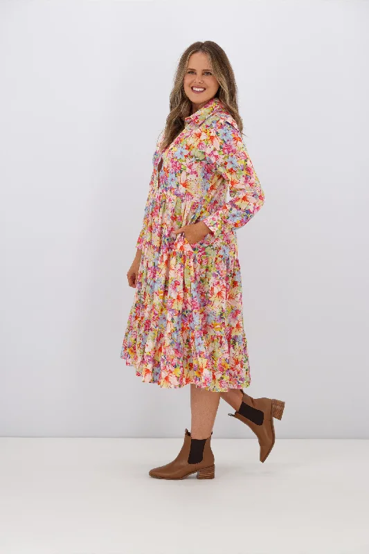 Willow & Tree Sierra Shirt Collar Floral Dress Pink