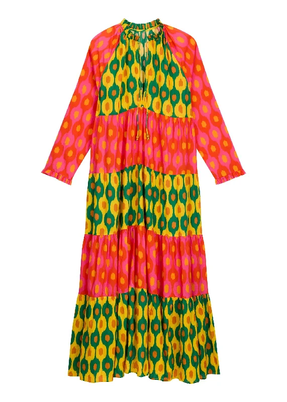 Cosima Dress | Pink & Yellow Palladio Ikat Colorblock