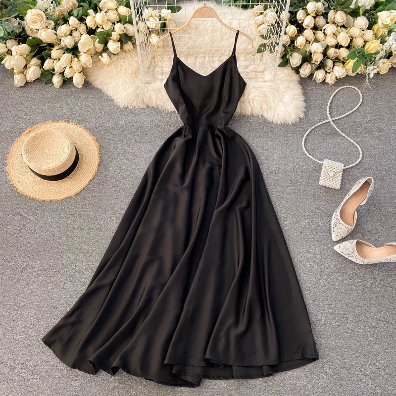 Cute v neck A line dress fashion dress  485