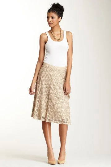 Guipure Lace Circle Skirt - Champagne