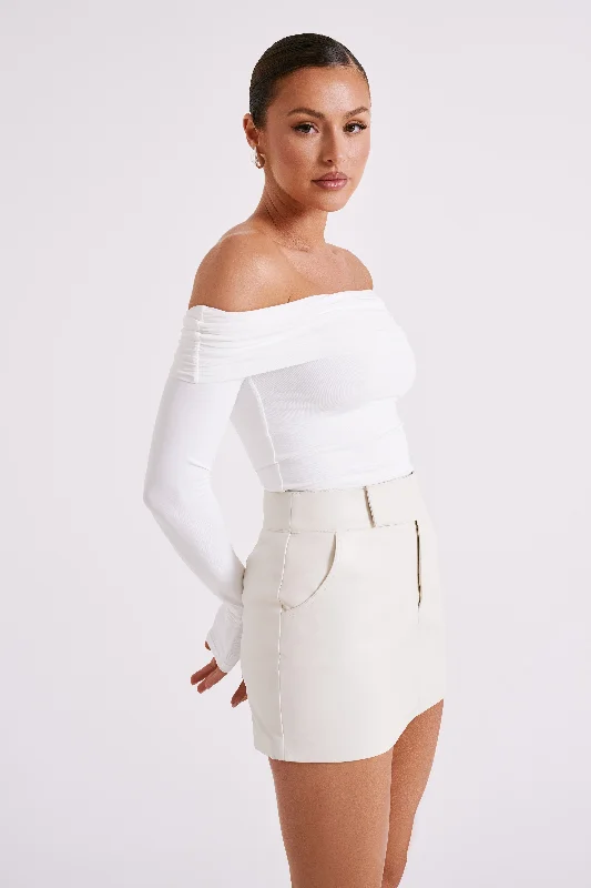 Kristen Faux Leather Mini Skirt - Ivory