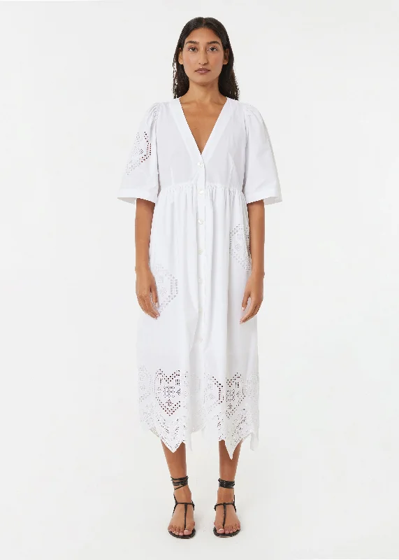 Mira Dress | White Heart Eyelet