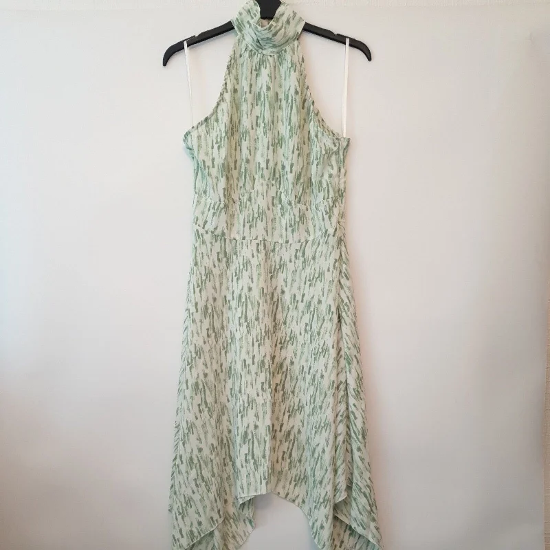 Quiz green Strike Print High Neck Hem Dress Size 10 ****Ref V139