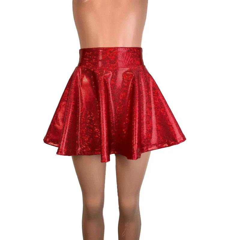 Skater Skirt - Red Shattered Glass Holographic