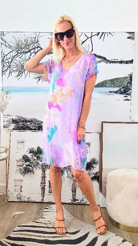 Splash Of Color Sheer Italian Dress